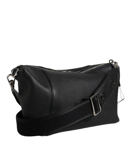 Dolce & Gabbana Schwarze Leder-Logo-Plakette Schulter-Umhängetasche