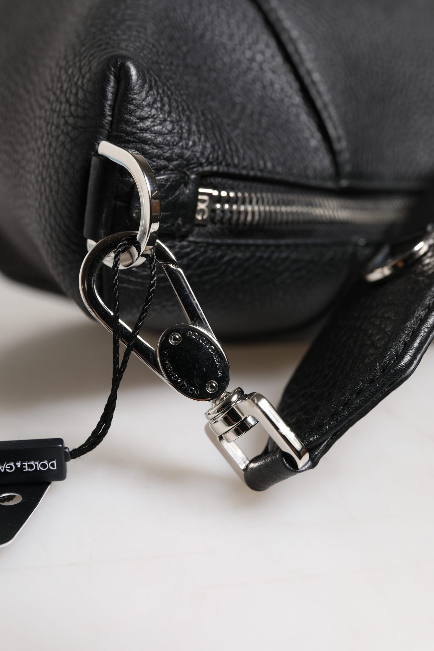 Dolce & Gabbana Schwarze Leder-Logo-Plakette Schulter-Umhängetasche