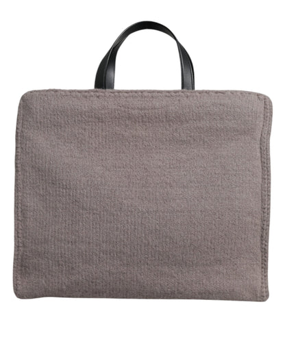 Dolce & Gabbana Graue Alpakawolle Logo-Plakette Tote Umhängetasche