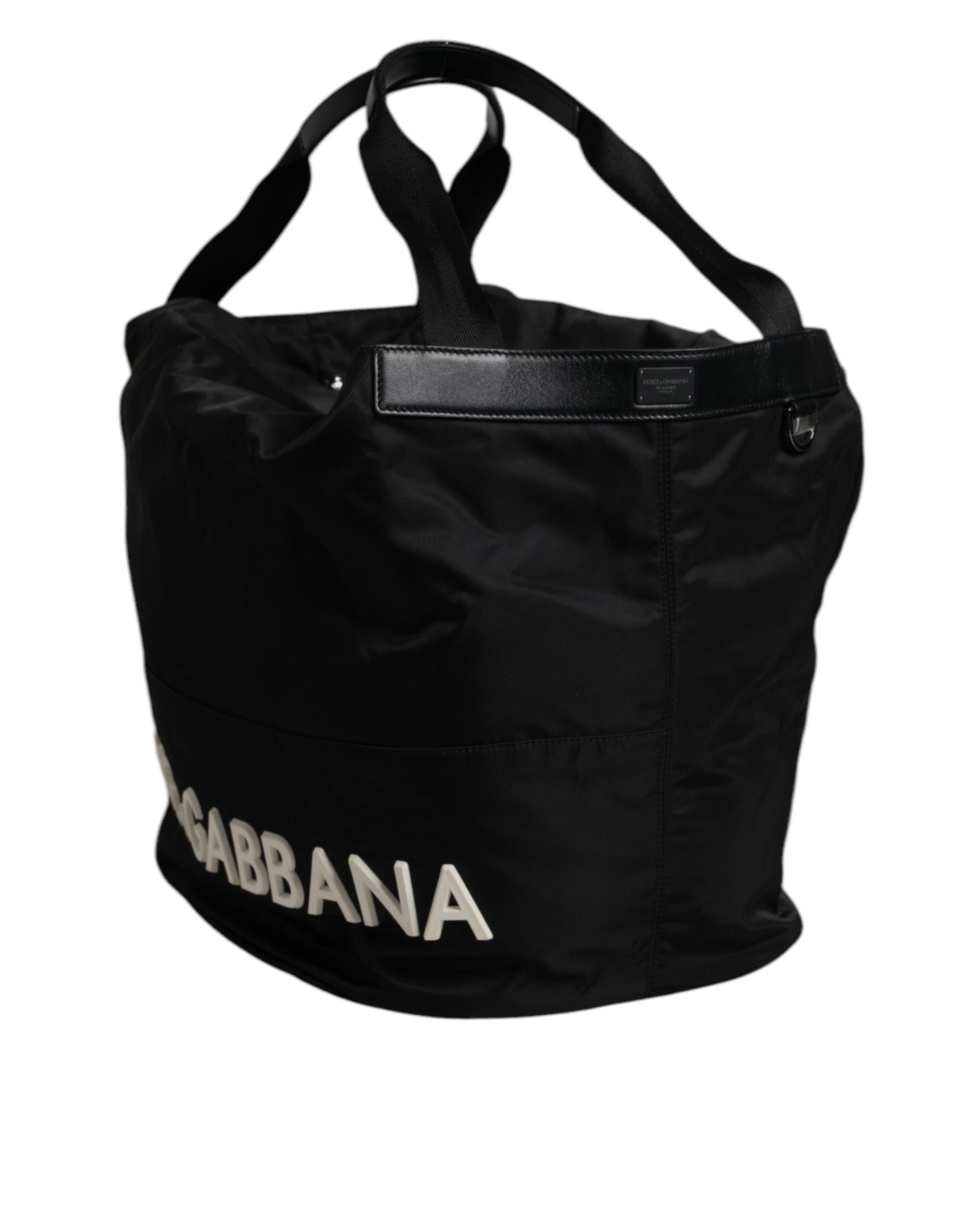 Dolce & Gabbana Schwarzes Nylon Weiß Iconic Logo Umhängetasche