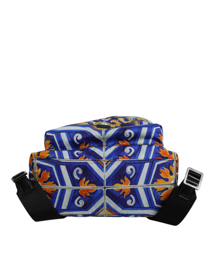 Dolce & Gabbana Multicolor Majolika Druck Nylon Reise-Rucksack Tasche