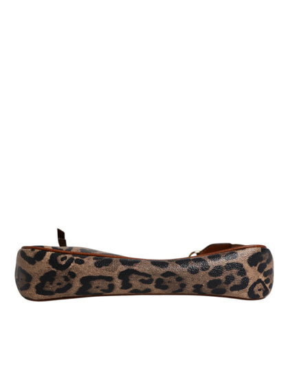 Dolce & Gabbana Braune Leopardenleder-Schultertasche mit Kettenriemen