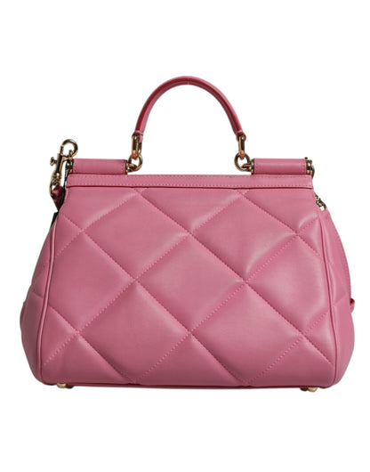 Dolce & Gabbana Rosa Leder Sicily Logo Umhängetasche