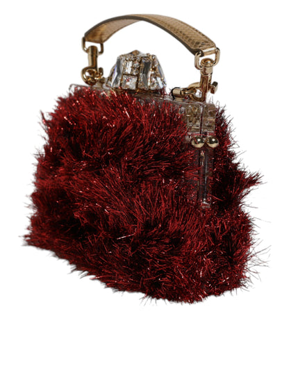 Dolce & Gabbana Rot Gold Kette VANDA Tinsel Crystals Abend Clutch Bag