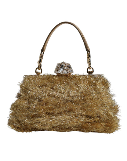 Dolce & Gabbana Gold Vanda Kettenband Flitter Kristall Abend Clutch Tasche