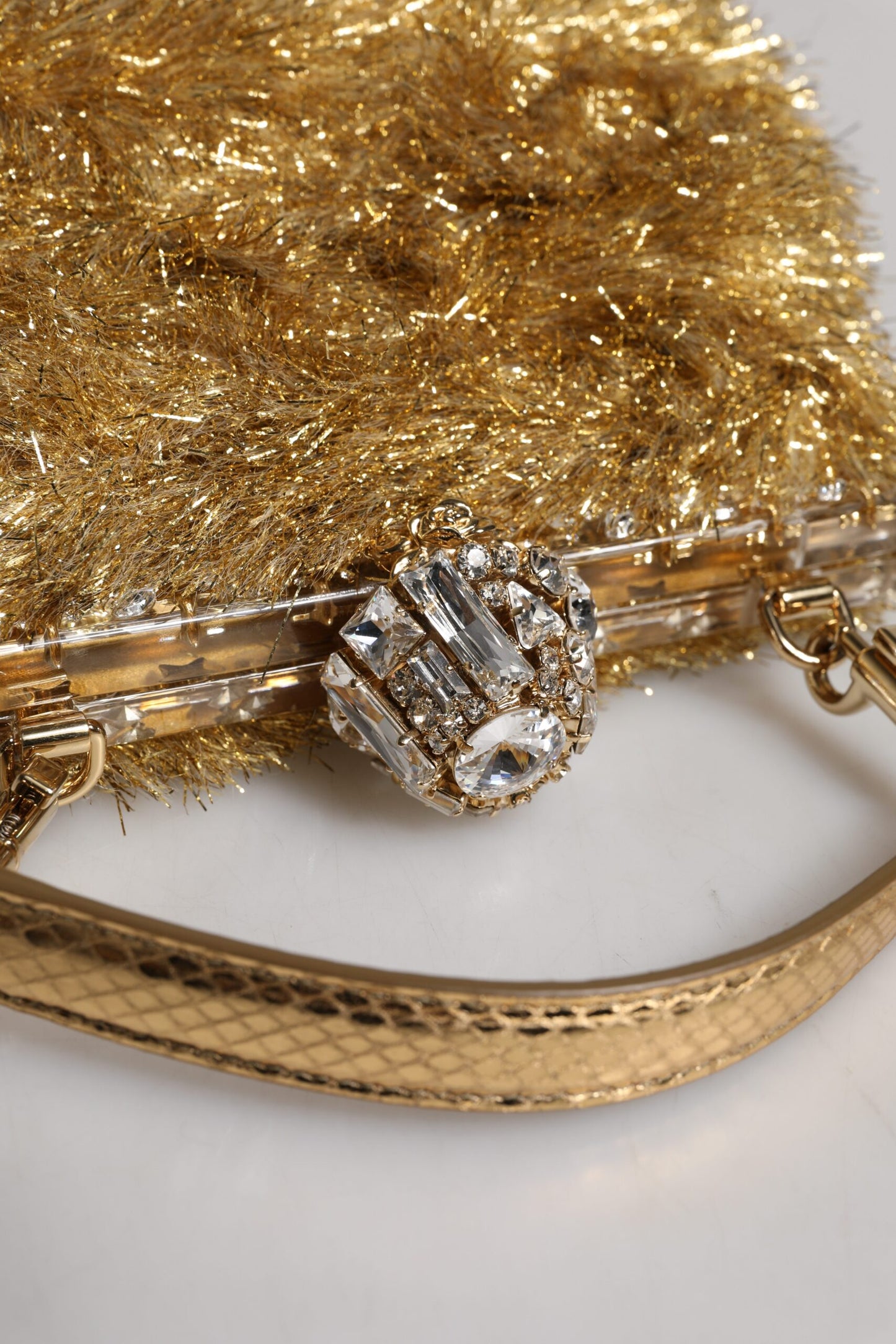 Dolce & Gabbana Gold Vanda Kettenband Flitter Kristall Abend Clutch Tasche
