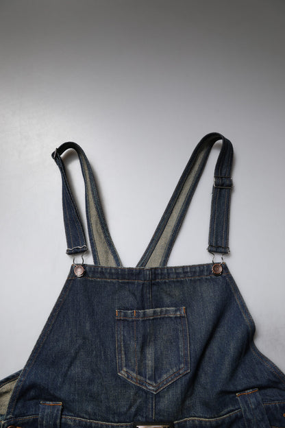 Dolce & Gabbana Dunkelblau Baumwolle Männer Jumpsuit Denim Jeans