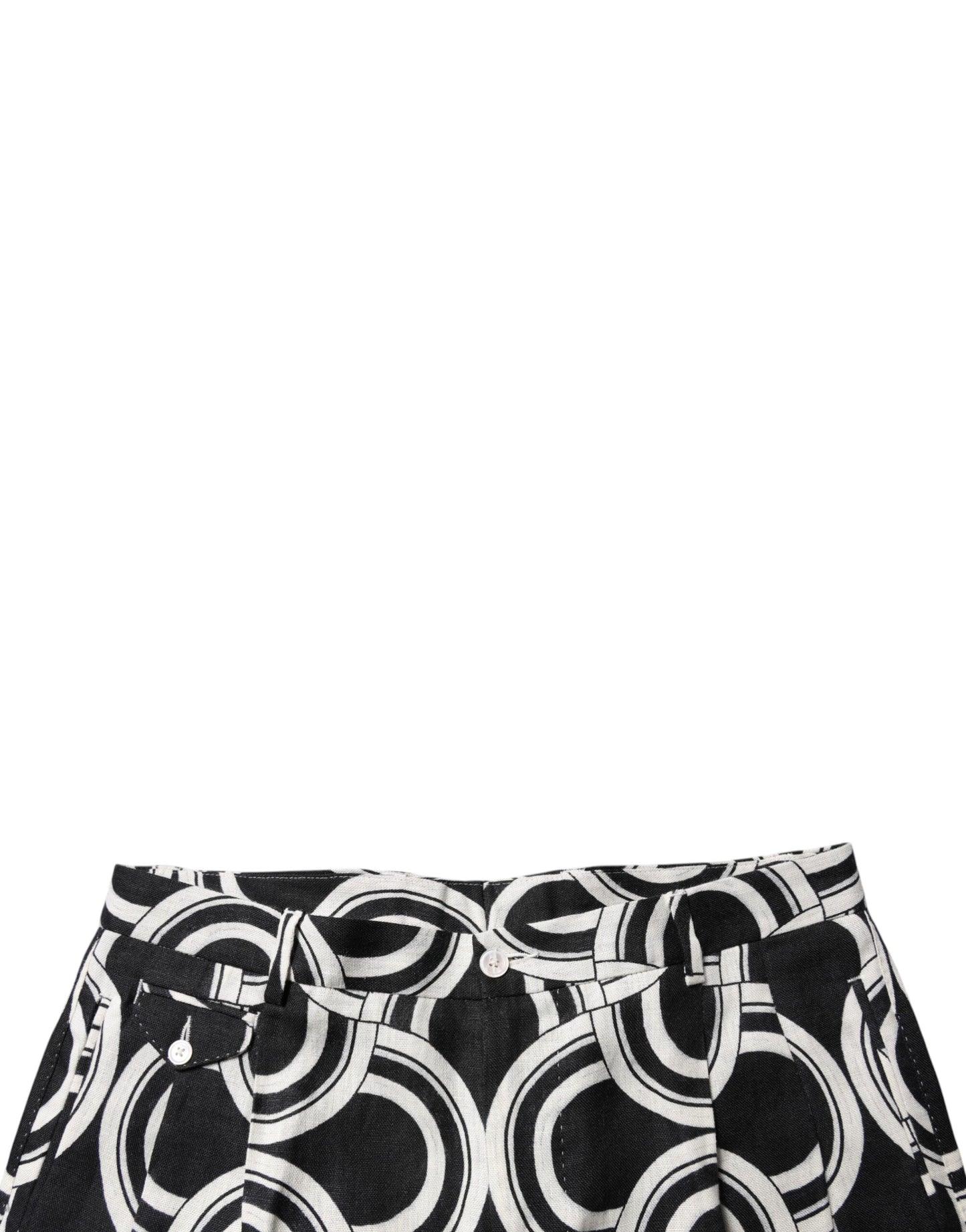 Dolce & Gabbana Schwarz-Weiß Leinen Bermuda Shorts