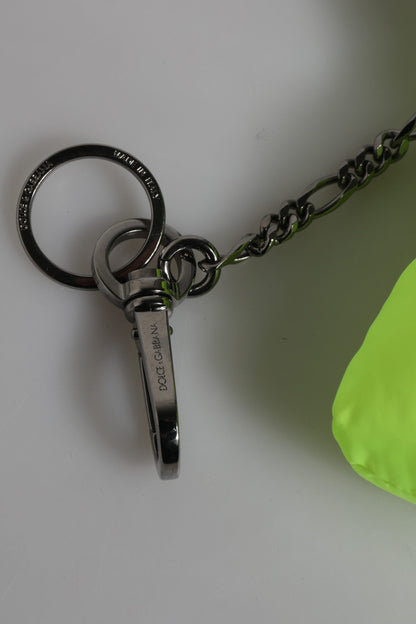 Dolce & Gabbana Grüner Bär Gesticktes Logo Schlüsselanhänger Spange Schlüsselring