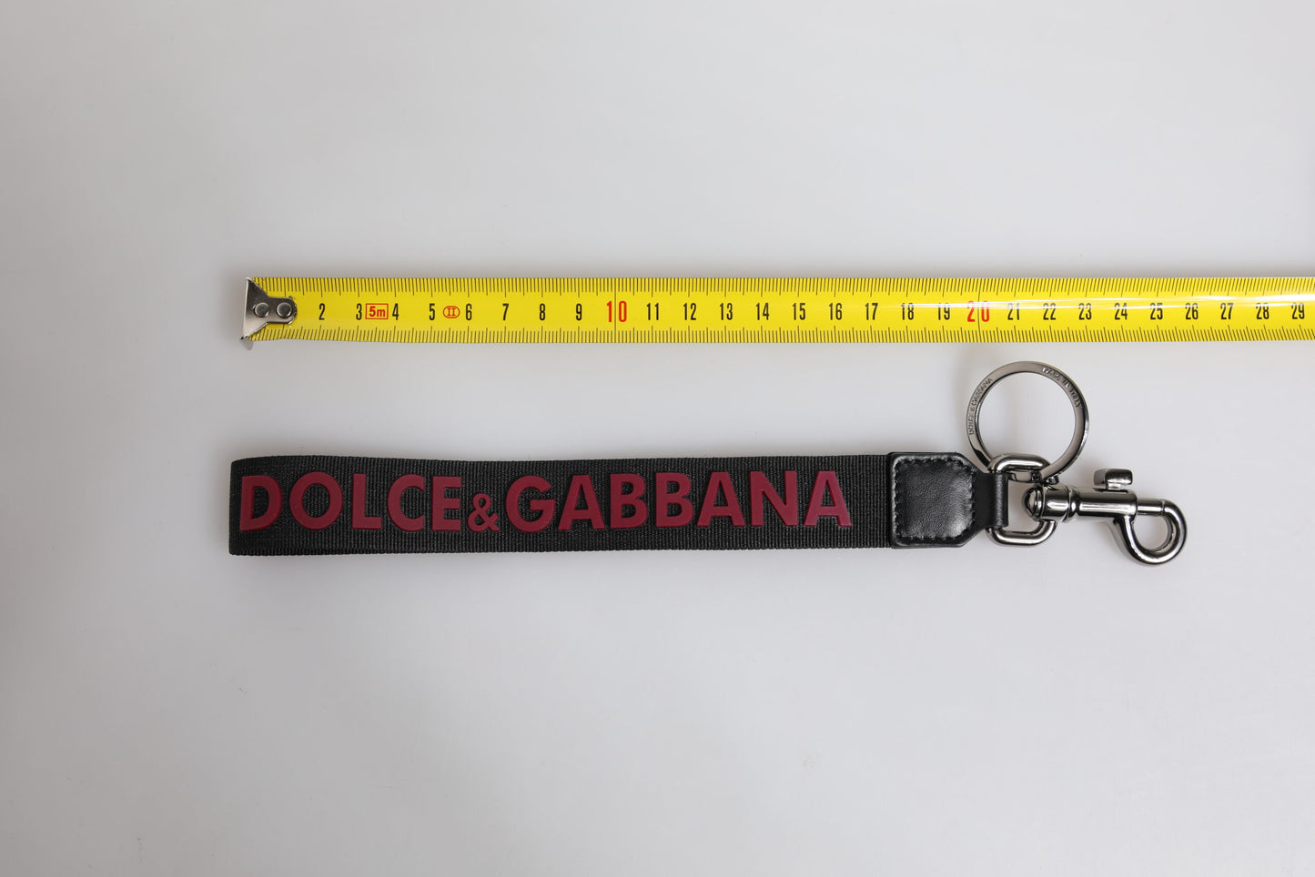 Dolce & Gabbana Schwarzes Logo Nylon Silber Messing Männer Halter Schlüsselanhänger Schlüsselanhänger