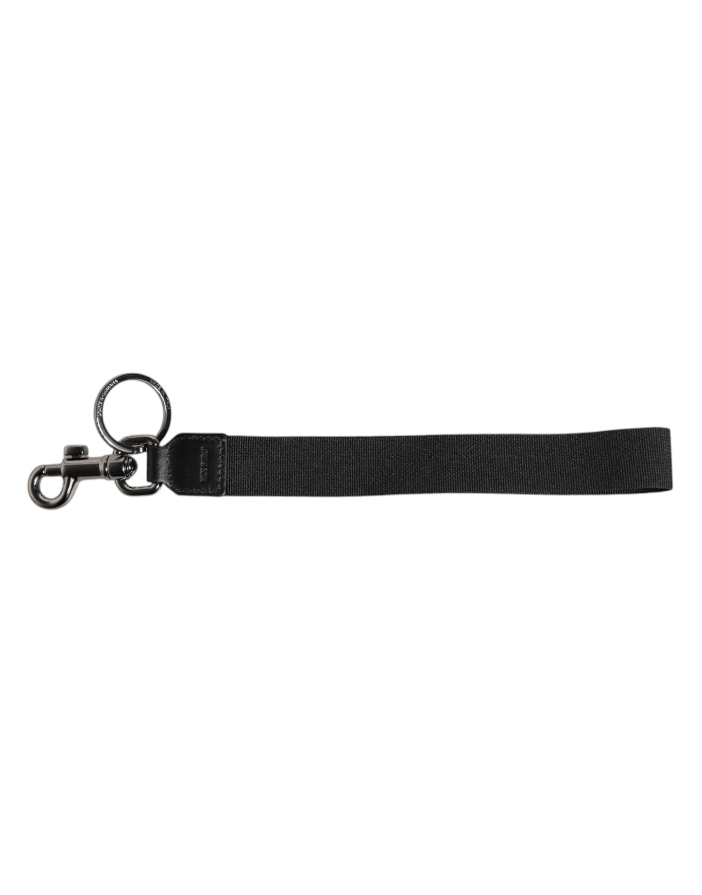 Dolce & Gabbana Schwarzes Logo Nylon Silber Messing Männer Halter Schlüsselanhänger Schlüsselanhänger