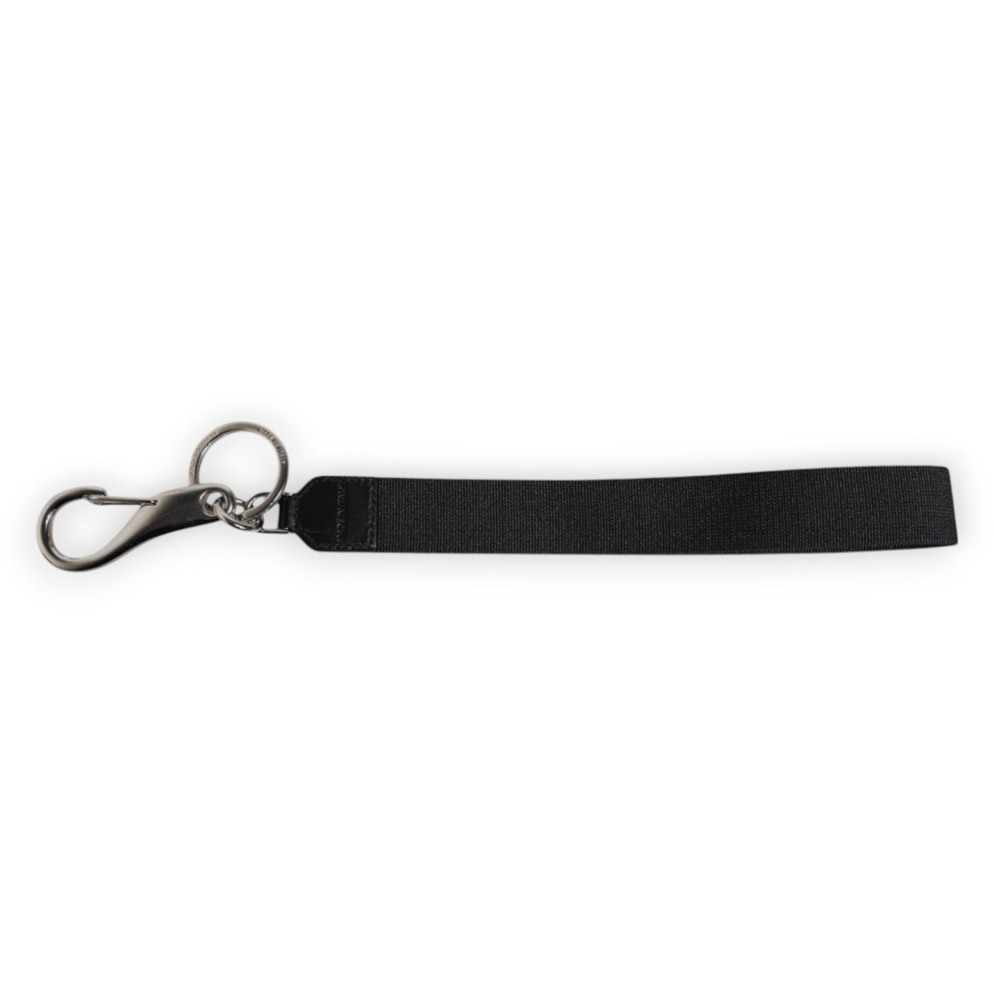 Dolce & Gabbana Schwarzes Nylon Logo DG Crown Herren Schlüsselanhänger Schlüsselring