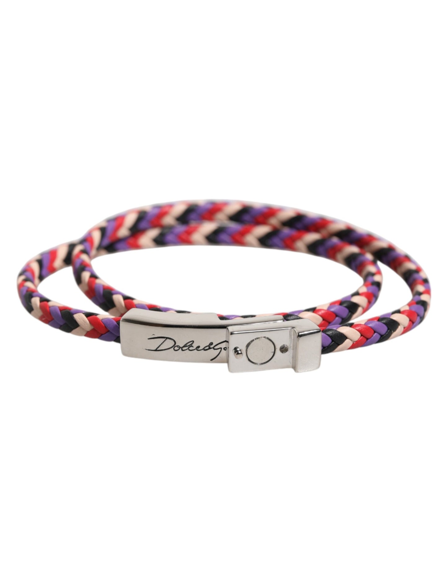 Dolce & Gabbana Mehrfarbiges geflochtenes Lederarmband mit DG Logo-Gravur