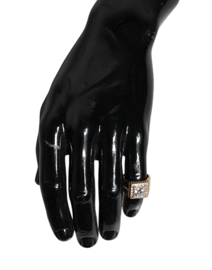 Dolce & Gabbana Goldfarbener Sterling Silber 925 Kristalle Ring