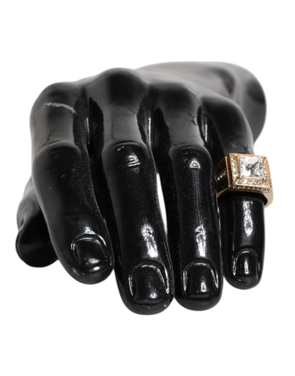 Dolce & Gabbana Goldfarbener Sterling Silber 925 Kristalle Ring