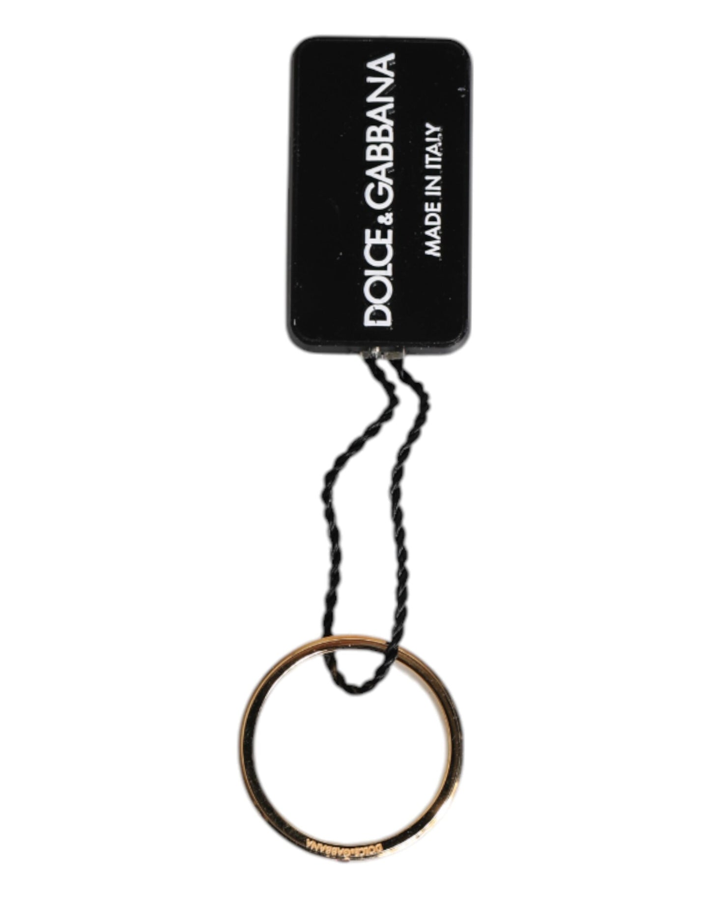 Dolce & Gabbana Goldfarbener Messingring mit rotem Kristall DG Logo