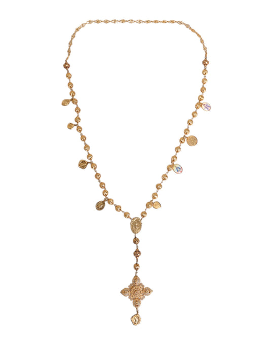 Dolce & Gabbana Goldfarbene Kette Messing Perlen Statement Sizilien Halskette