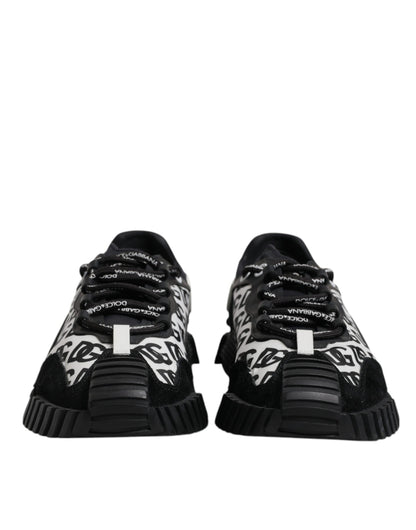 Dolce & Gabbana Schwarz Logo Lace Up Low Top NS1 Turnschuhe Schuhe