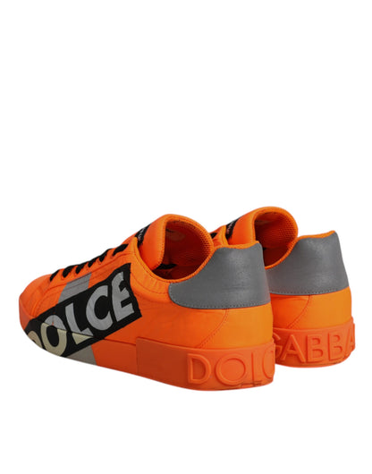 Dolce & Gabbana Orange Portofino Logo Tape Männer Turnschuhe Schuhe