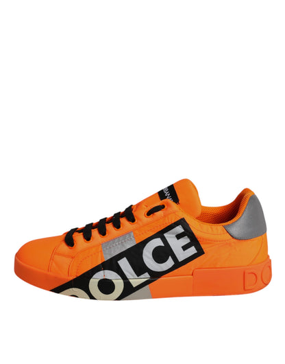 Dolce & Gabbana Orange Portofino Logo Tape Männer Turnschuhe Schuhe