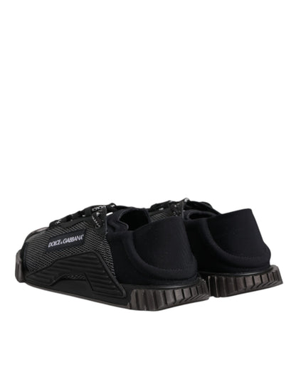 Dolce & Gabbana Schwarz Silber Logo Low Top Männer Turnschuhe Schuhe