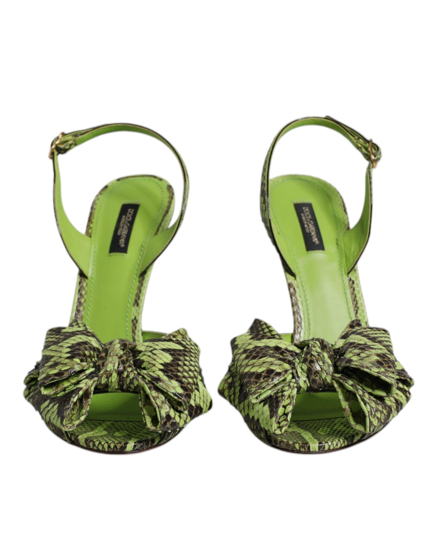 Dolce & Gabbana Grün Python Leder Heels Sandalen Schuhe