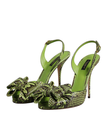 Dolce & Gabbana Grün Python Leder Heels Sandalen Schuhe