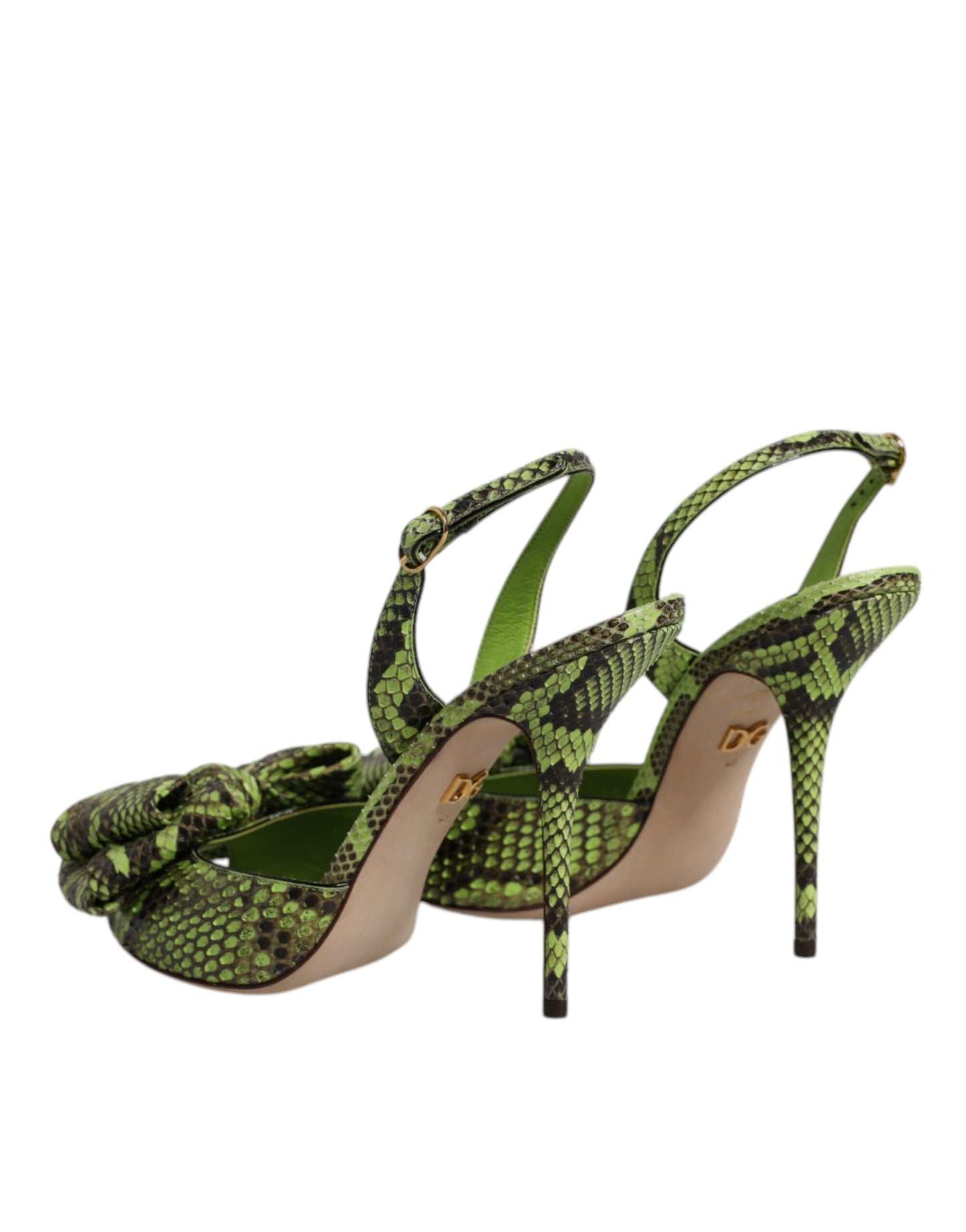 Dolce & Gabbana Grün Python Leder Heels Sandalen Schuhe