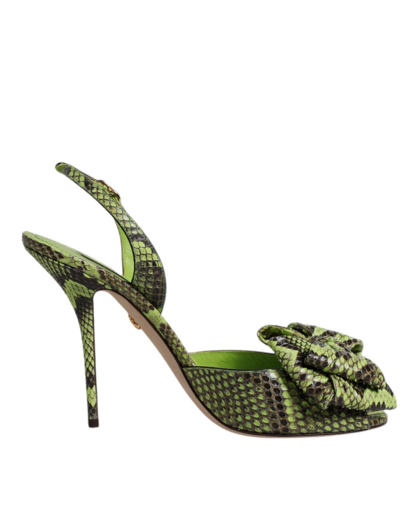 Dolce & Gabbana Grün Python Leder Heels Sandalen Schuhe