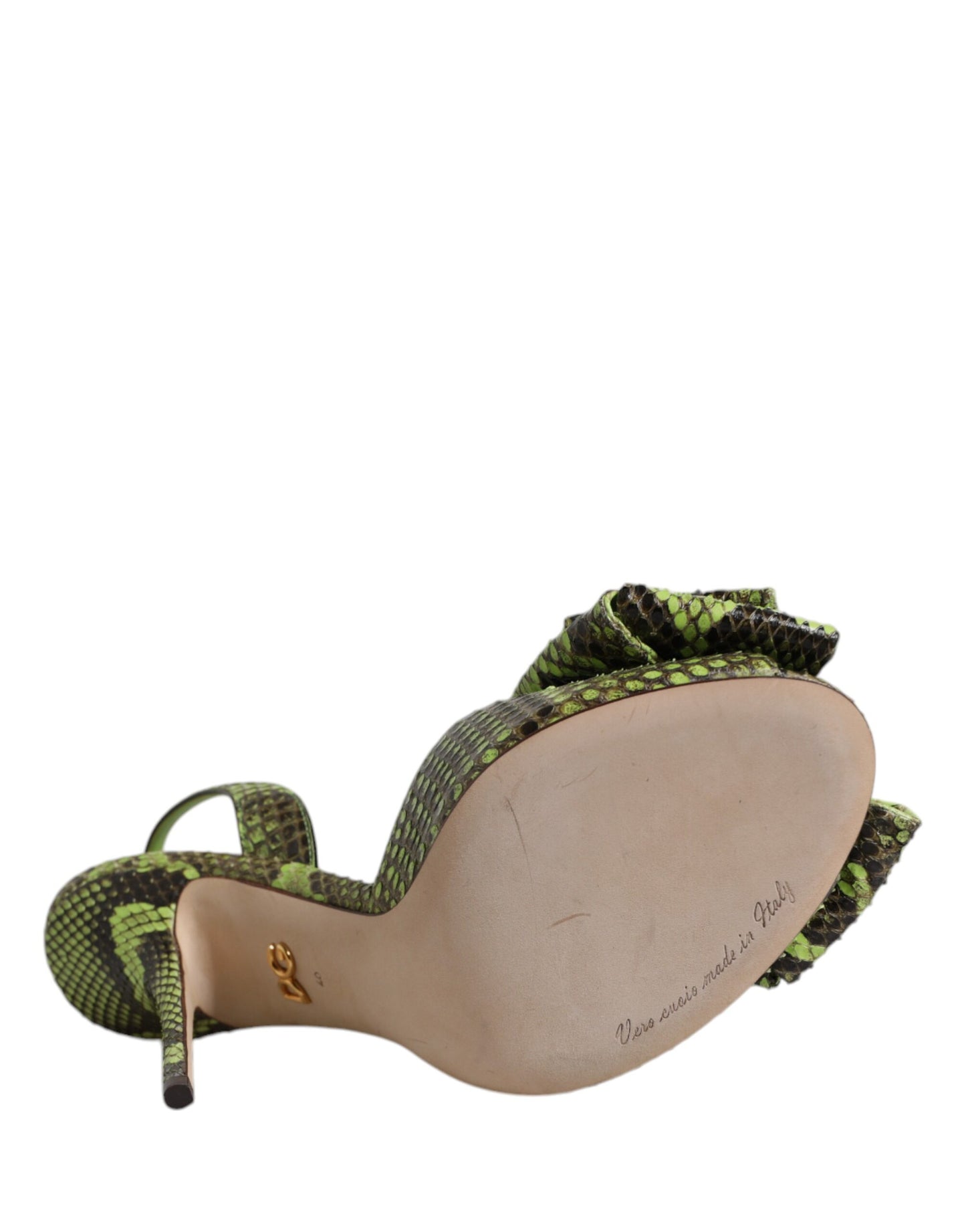 Dolce & Gabbana Grün Python Leder Heels Sandalen Schuhe