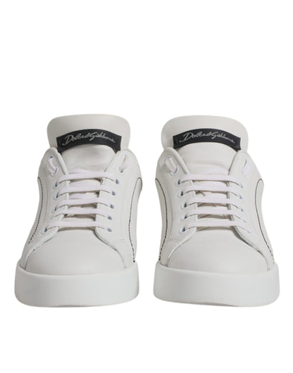 Dolce & Gabbana Weiß Schwarz Leder Low Top Sneakers Schuhe