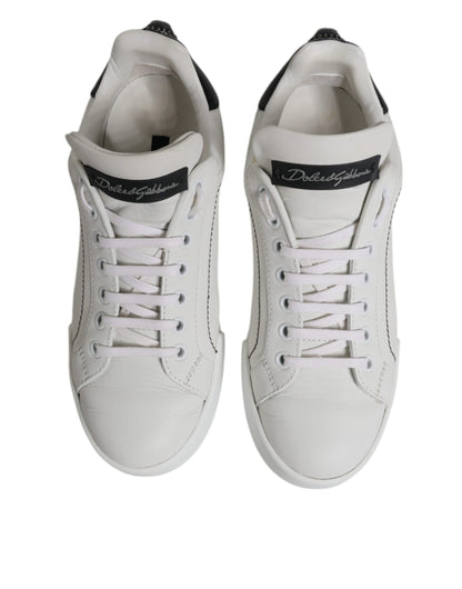 Dolce & Gabbana Weiß Schwarz Leder Low Top Sneakers Schuhe