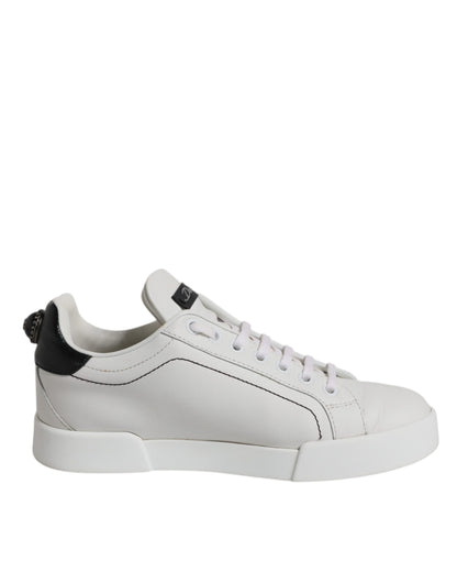 Dolce & Gabbana Weiß Schwarz Leder Low Top Sneakers Schuhe