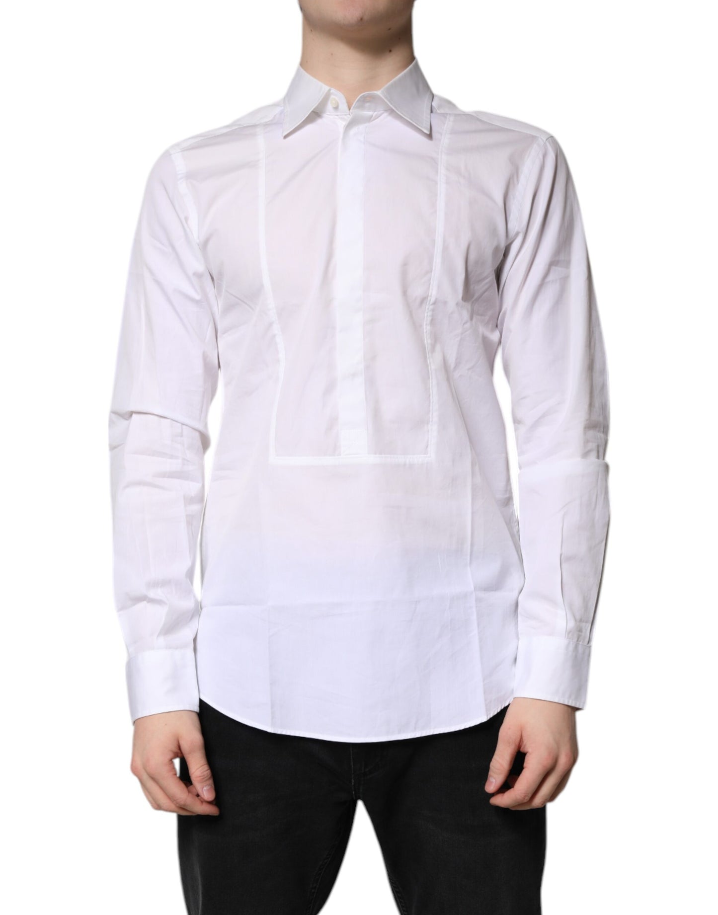 Dolce & Gabbana Weißes Baumwollhemd mit Kragen Formales Hemd