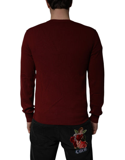 Dolce & Gabbana Kastanienbrauner Kaschmir-Pullover mit V-Ausschnitt für Männer
