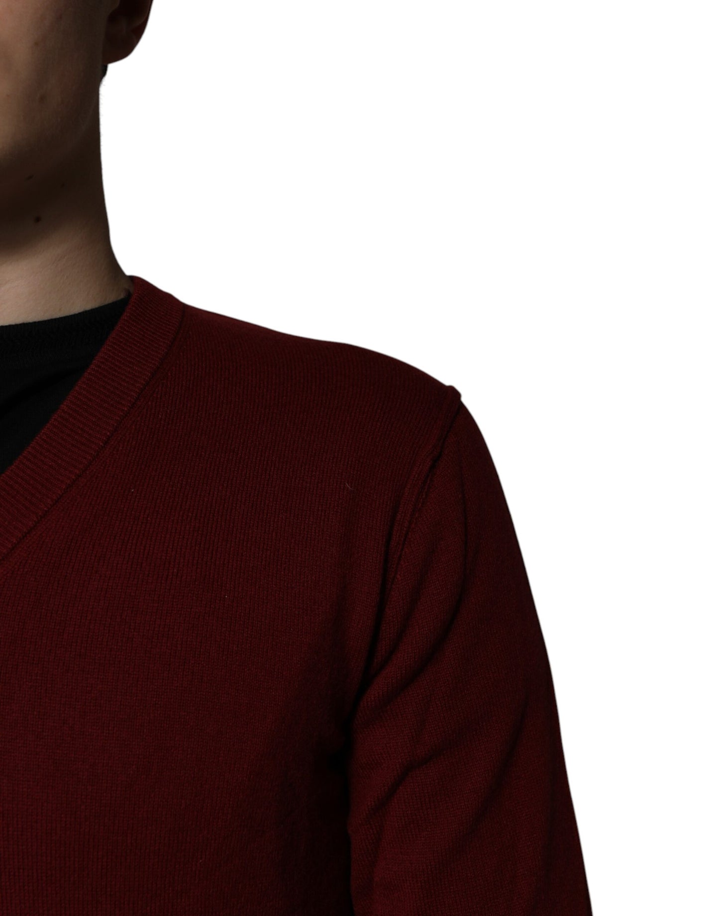 Dolce & Gabbana Kastanienbrauner Kaschmir-Pullover mit V-Ausschnitt für Männer