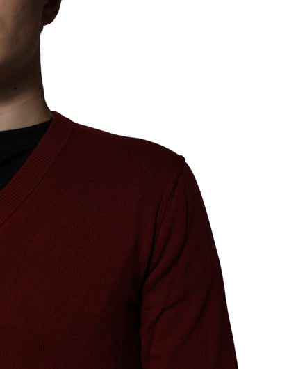 Dolce & Gabbana Kastanienbrauner Kaschmir-Pullover mit V-Ausschnitt für Männer