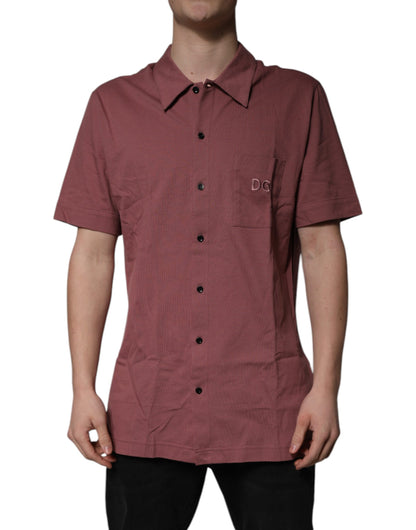 Dolce & Gabbana Dunkelrosa Button Down Casual Polohemd für Männer