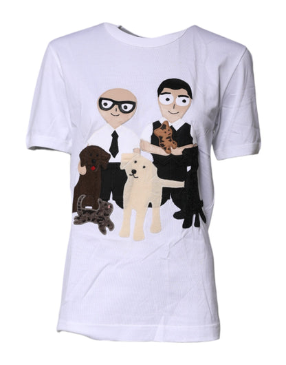 Dolce & Gabbana Weißes #DGFamily Baumwoll-T-Shirt mit Rundhalsausschnitt