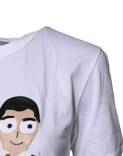 Dolce & Gabbana Weißes #DGFamily Baumwoll-T-Shirt mit Rundhalsausschnitt