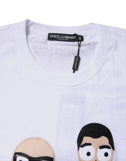 Dolce & Gabbana Weißes #DGFamily Baumwoll-T-Shirt mit Rundhalsausschnitt