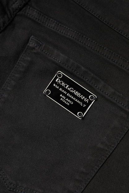 Dolce & Gabbana Schwarze Skinny Denim Jeans mit mittlerer Taille aus Baumwolle
