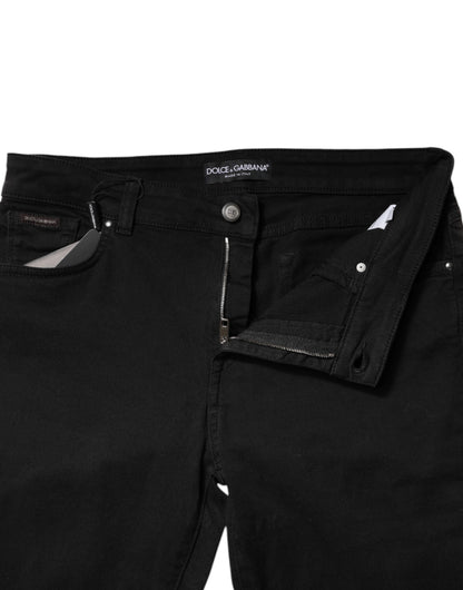 Dolce & Gabbana Schwarze Skinny Denim Jeans mit mittlerer Taille aus Baumwolle