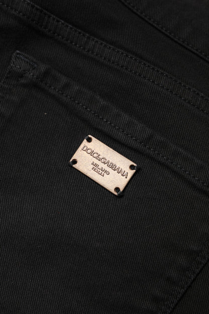 Dolce & Gabbana Schwarze Skinny Denim Jeans mit mittlerer Taille aus Baumwolle