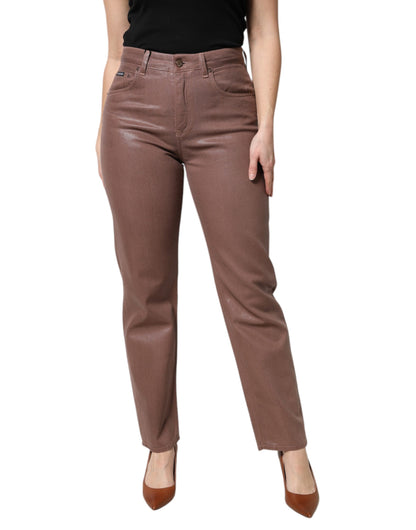 Dolce & Gabbana Braune, taillierte Denim-Jeans mit hoher Taille aus Baumwolle