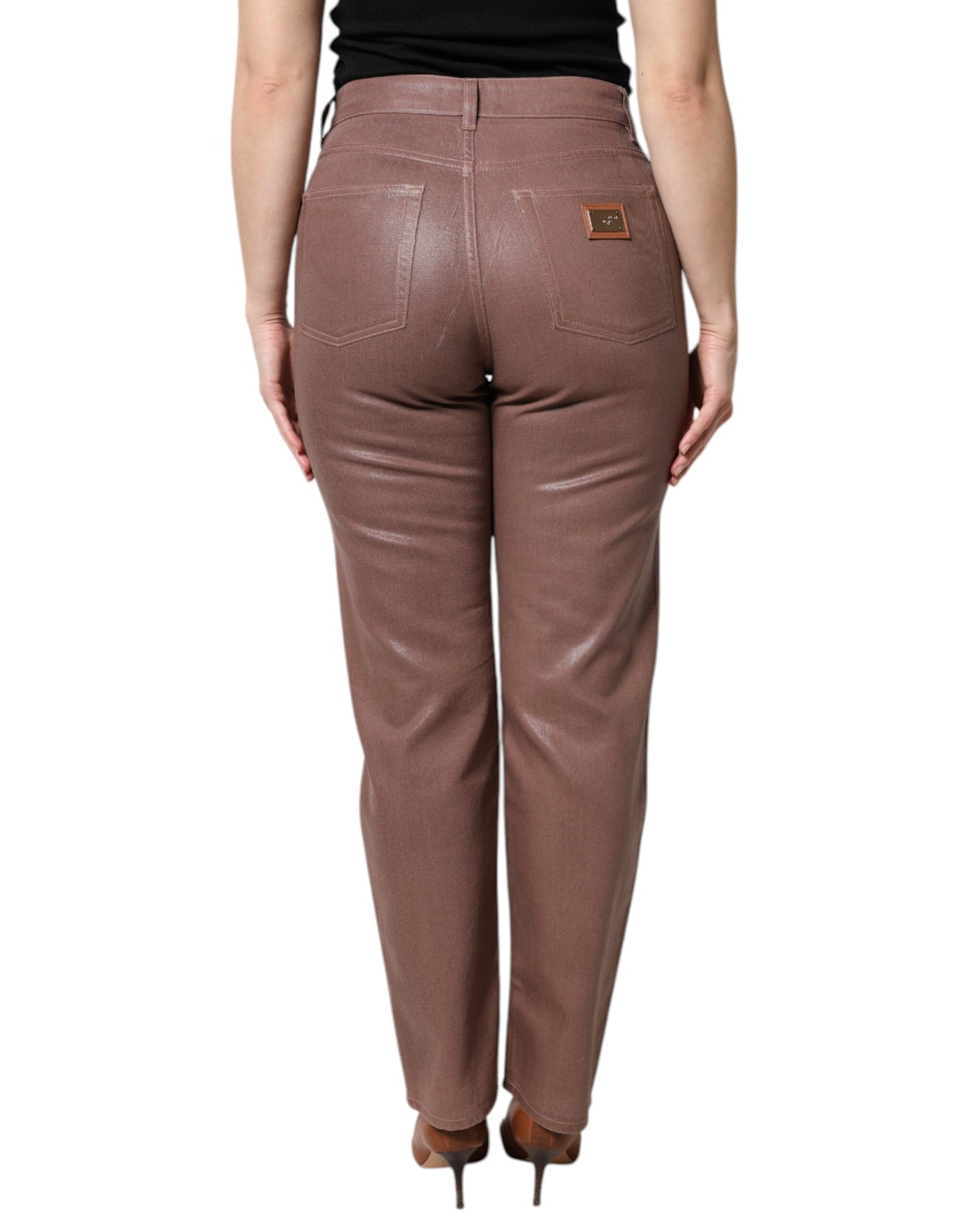 Dolce & Gabbana Braune, taillierte Denim-Jeans mit hoher Taille aus Baumwolle