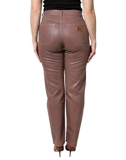 Dolce & Gabbana Braune, taillierte Denim-Jeans mit hoher Taille aus Baumwolle