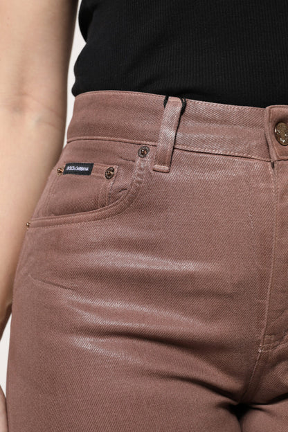 Dolce & Gabbana Braune, taillierte Denim-Jeans mit hoher Taille aus Baumwolle