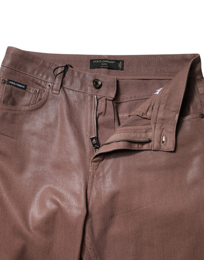 Dolce & Gabbana Braune, taillierte Denim-Jeans mit hoher Taille aus Baumwolle