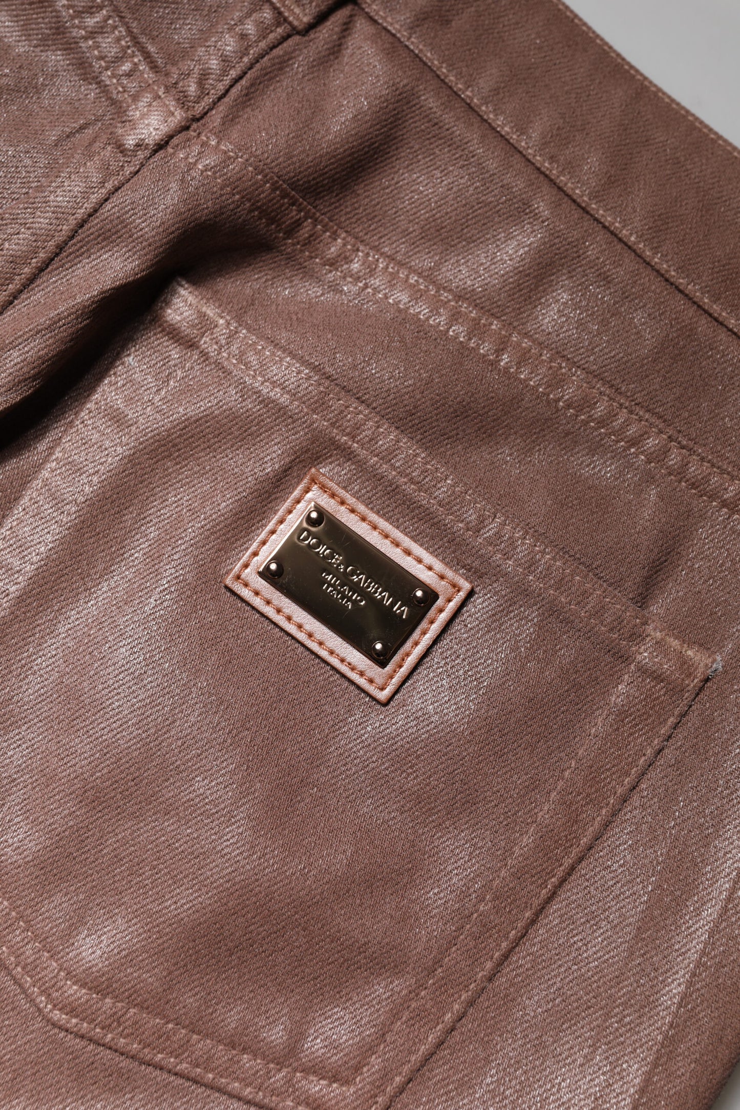 Dolce & Gabbana Braune, taillierte Denim-Jeans mit hoher Taille aus Baumwolle